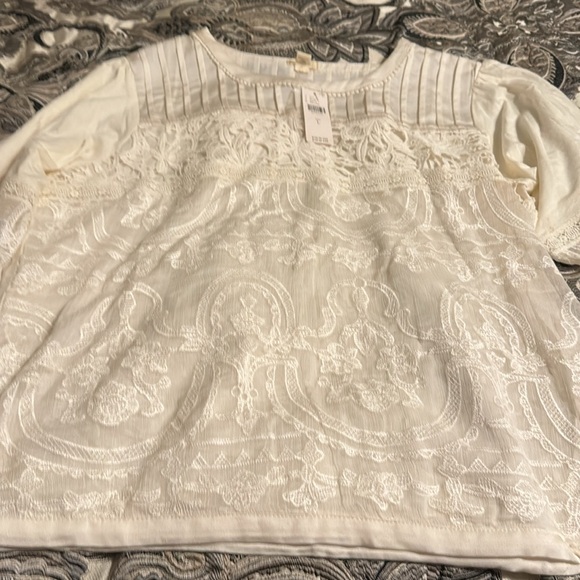 New Anthropologie Ladies Cream Lace Long Sleeve Blouse Size L - Picture 2 of 6